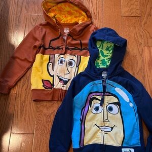 Disney Kids Woody Brown & Buzz Navy Hooded Zip-Up Sweatshirts